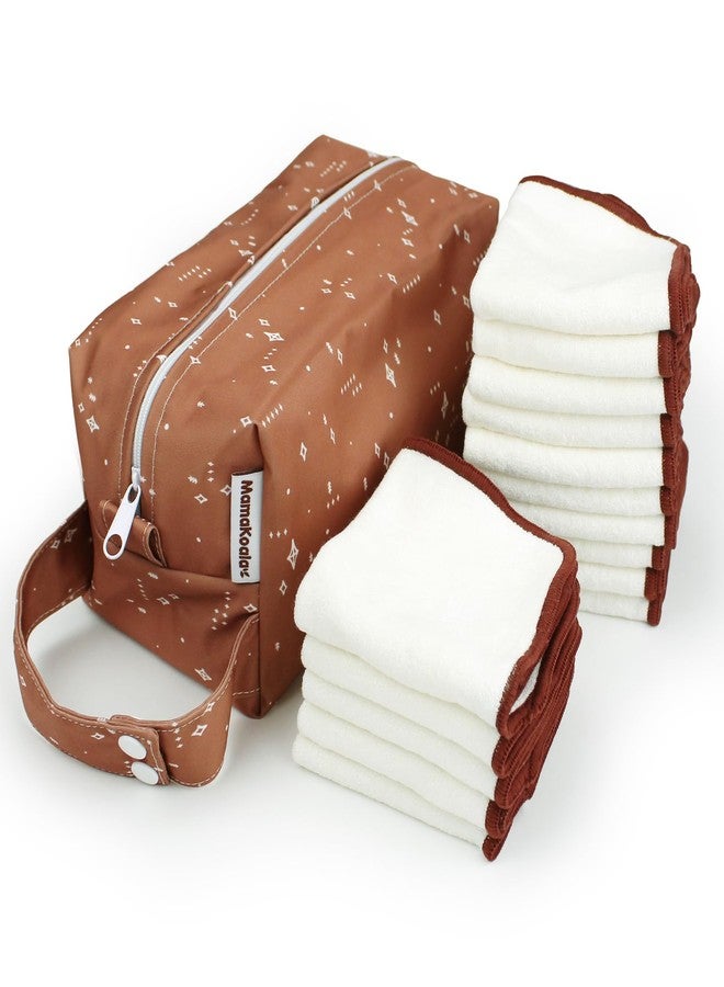 Mama Koala Natural Cloth Baby Wipes, Reusable and Washable Baby Diaper Wipes, Natural Unbleached Baby Face Wipes, 15 Pack with 1 Pcs of Waterproof Pod, 7.8x7.8 Inches - Image 1